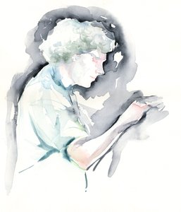 Portrait aquarelle de Simon Rattle, chef d
